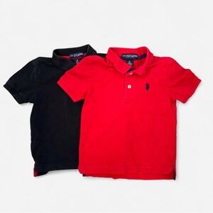 U.S. Polo Assn. Kids Polo Shirts in Bold Red and Classic Black